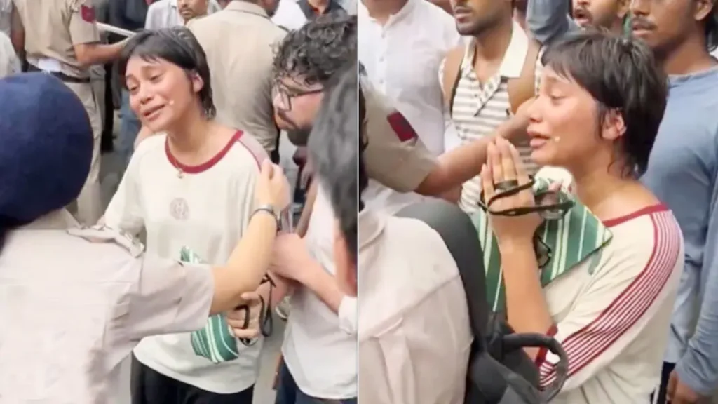 ‘আপনার সন্তান হলে পারতেন?’ দিল্লিতে পুলিশের কাছেই কান্না তরুণীর : ভিডিও